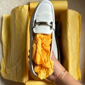 Tod's Double T White Leather Loafer Size 37